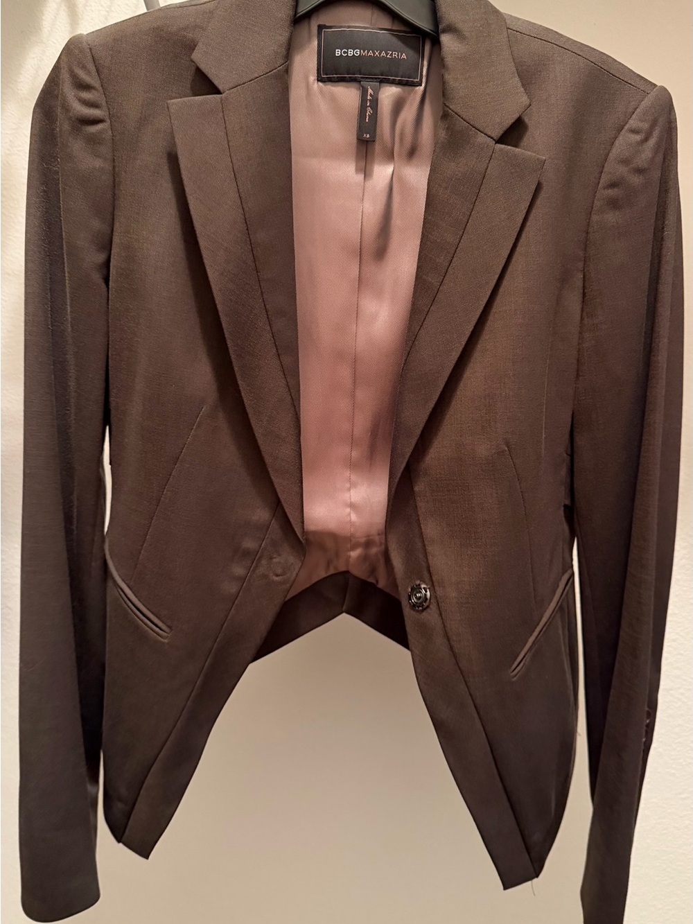BCBGMaxAzria Women's Chocolate Brown Cropped Blazer